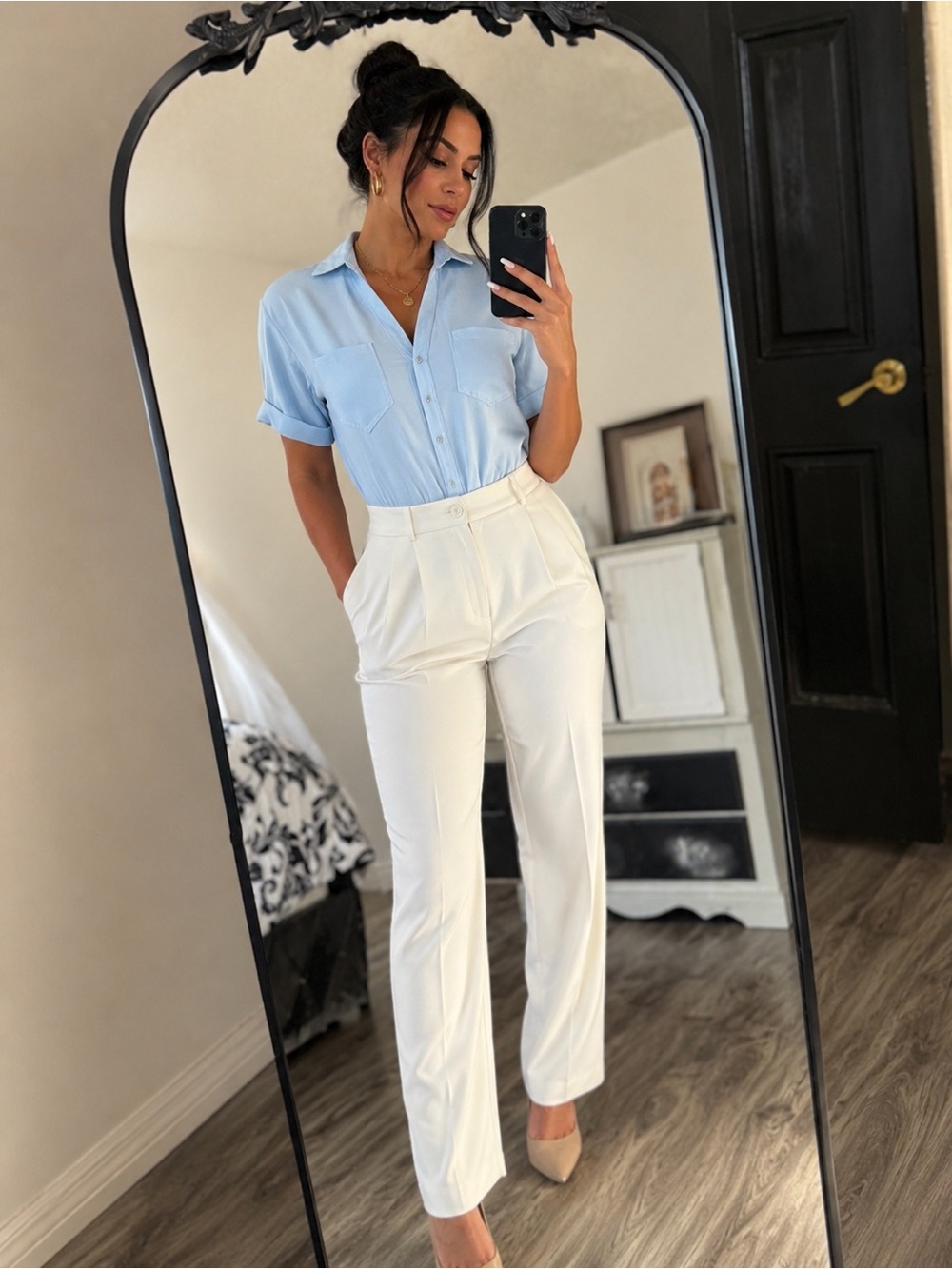 Light Blue Button-Up Romper – Polished Without Trying Too Hard